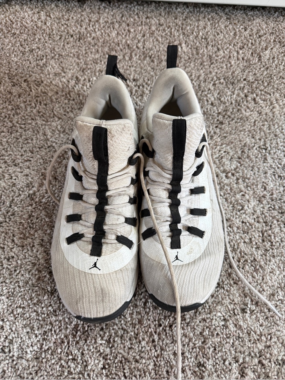 Jordan Beige and Black Jumpman Trainers
